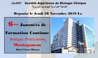06 ème Journée De Formation Continue Biologie Praticienne- Le  Jeudi 28 novembre 2019- Mostaganem
