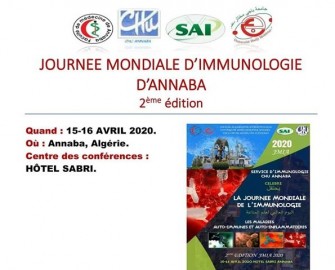 Journée mondiale dimmunologie dAnnaba- Les 15,16 avril 2020 -Annaba-