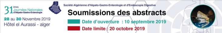 31ème journées nationales d’Hépato-Gastro-Entérologie- Les 28 au 30 Novembre 2019 à l’Hôtel El Aurassi- Alger