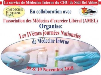 4èmes Journées Nationales de Médecine Interne - 09 au 10 Novembre 2018 à Sidi Bel Abbes