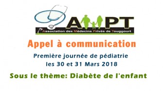 Appel à communication : 1er journée de pédiatrie les 30 et 31Mars 2018 sous le thème : Diabète de lenfant